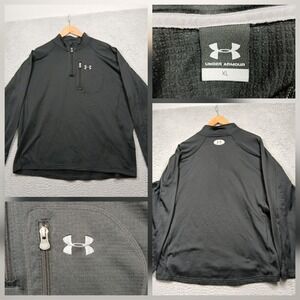 Under Armour 1/4 Zip Pullover Men's XL Black Long Sleeve Athletic Top